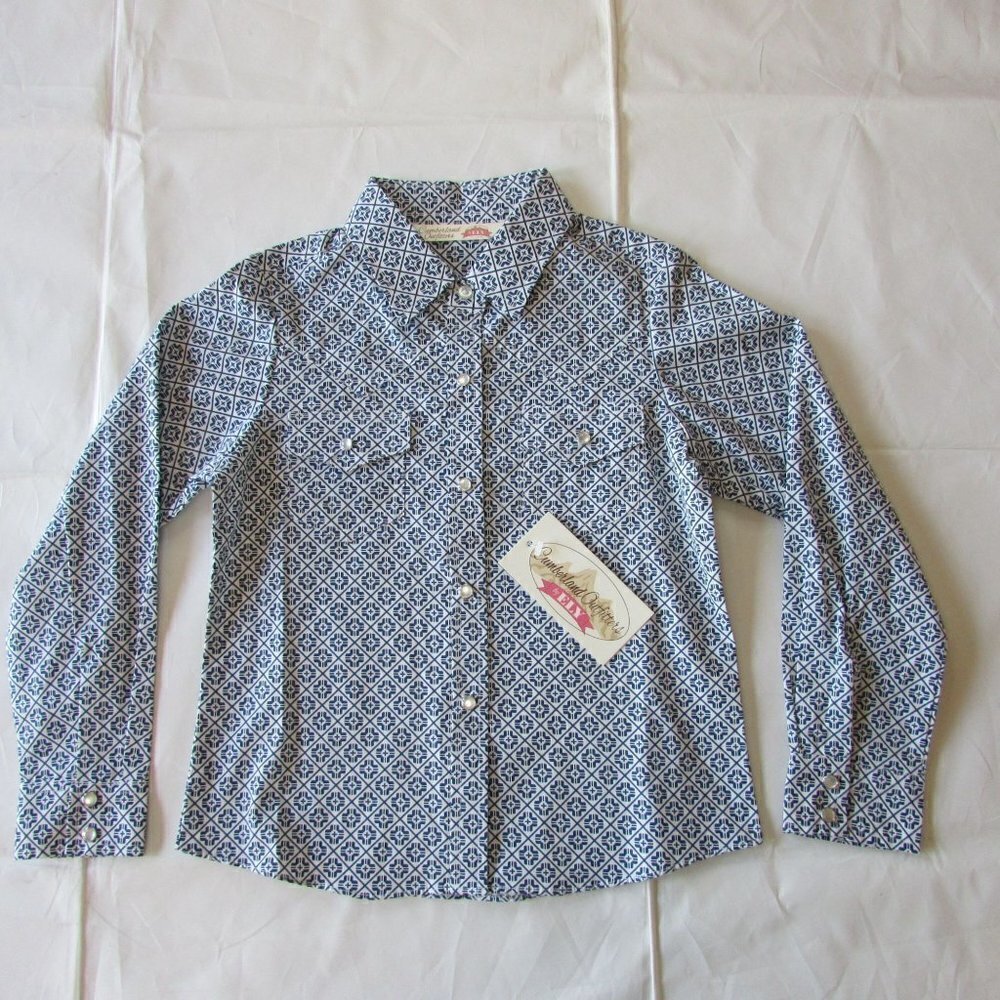Cumberland Ely Cattleman Youth Girls Long Sleeve Pearl Snap Printed Shirt